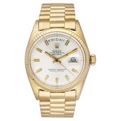 Rolex Day Date 1803 Silver Dial 18K Yellow Gold Mens Watch Box Papers