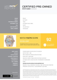 Rolex Day-Date 18038, White Dial, Certified and Warranty