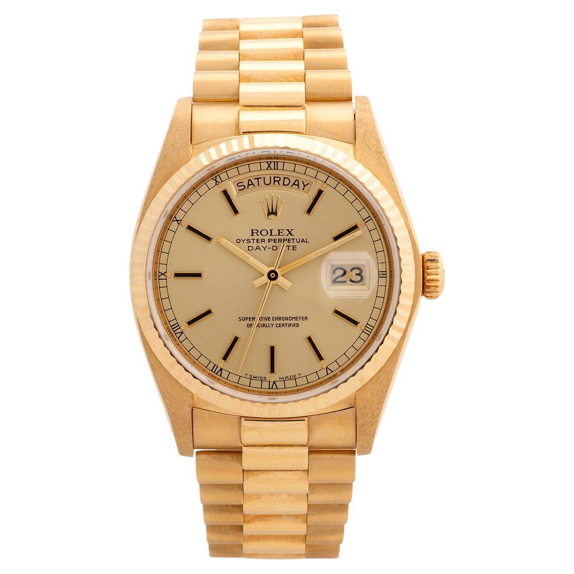 Rolex Day-Date 18038, 36mm 18ct yellow gold case, president bracelet, year 1980 in vendita