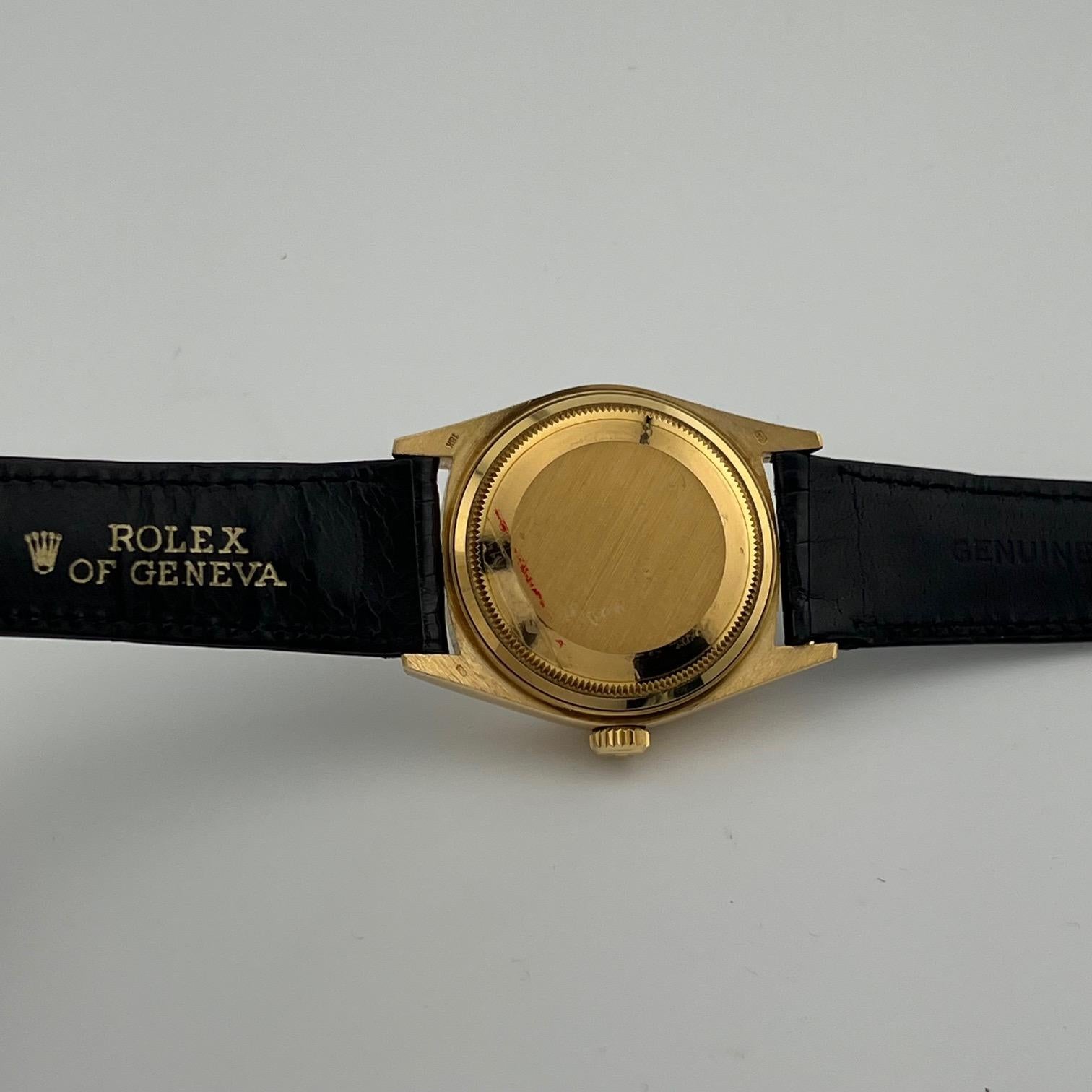 Rolex Day Date 18038 36mm Fabrik Diamant-Zifferblatt und Lederband 18k Gelbgold (Rundschliff) im Angebot