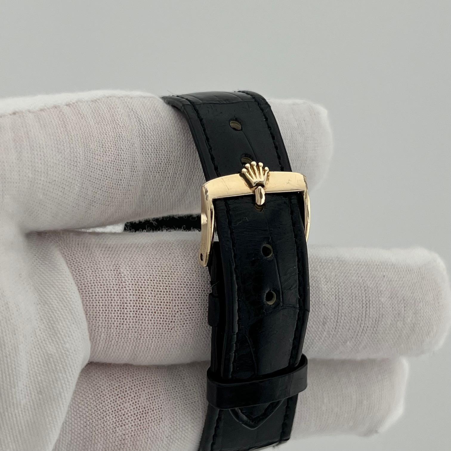 Rolex Day Date 18038 36mm Fabrik Diamant-Zifferblatt und Lederband 18k Gelbgold im Zustand „Gut“ im Angebot in San Diego, CA