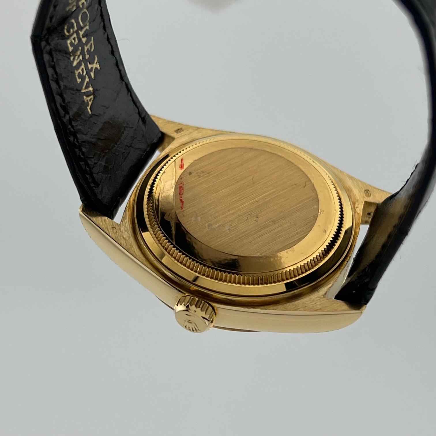 Rolex Day Date 18038 36mm Fabrik Diamant-Zifferblatt und Lederband 18k Gelbgold Herren im Angebot