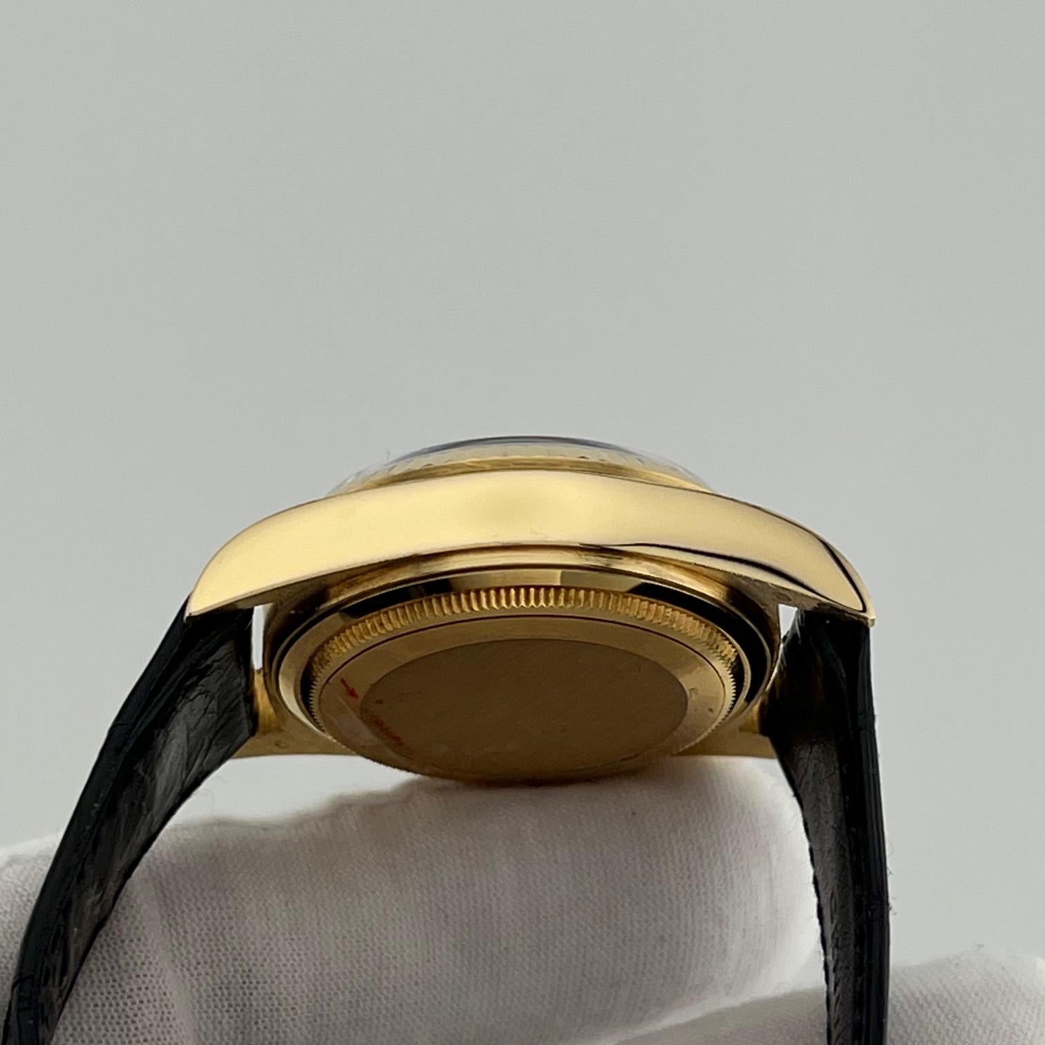 Rolex Day Date 18038 36mm Fabrik Diamant-Zifferblatt und Lederband 18k Gelbgold im Angebot 1