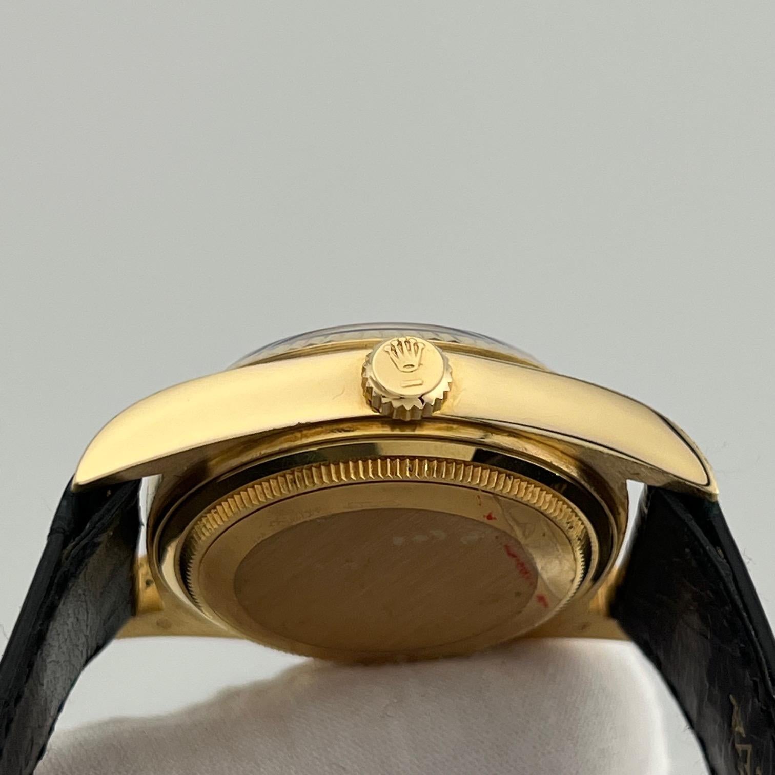 Rolex Day Date 18038 36mm Fabrik Diamant-Zifferblatt und Lederband 18k Gelbgold im Angebot 2