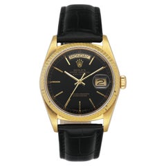 Rolex Day Date 18038 Black Dial 18K Yellow Gold Mens Watch