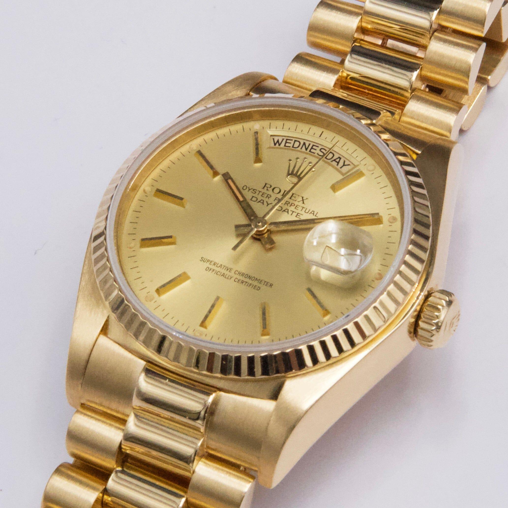 Rolex Day Date 18038 Champagne Or jaune 18K Montre homme Excellent état - En vente à Great Neck, NY