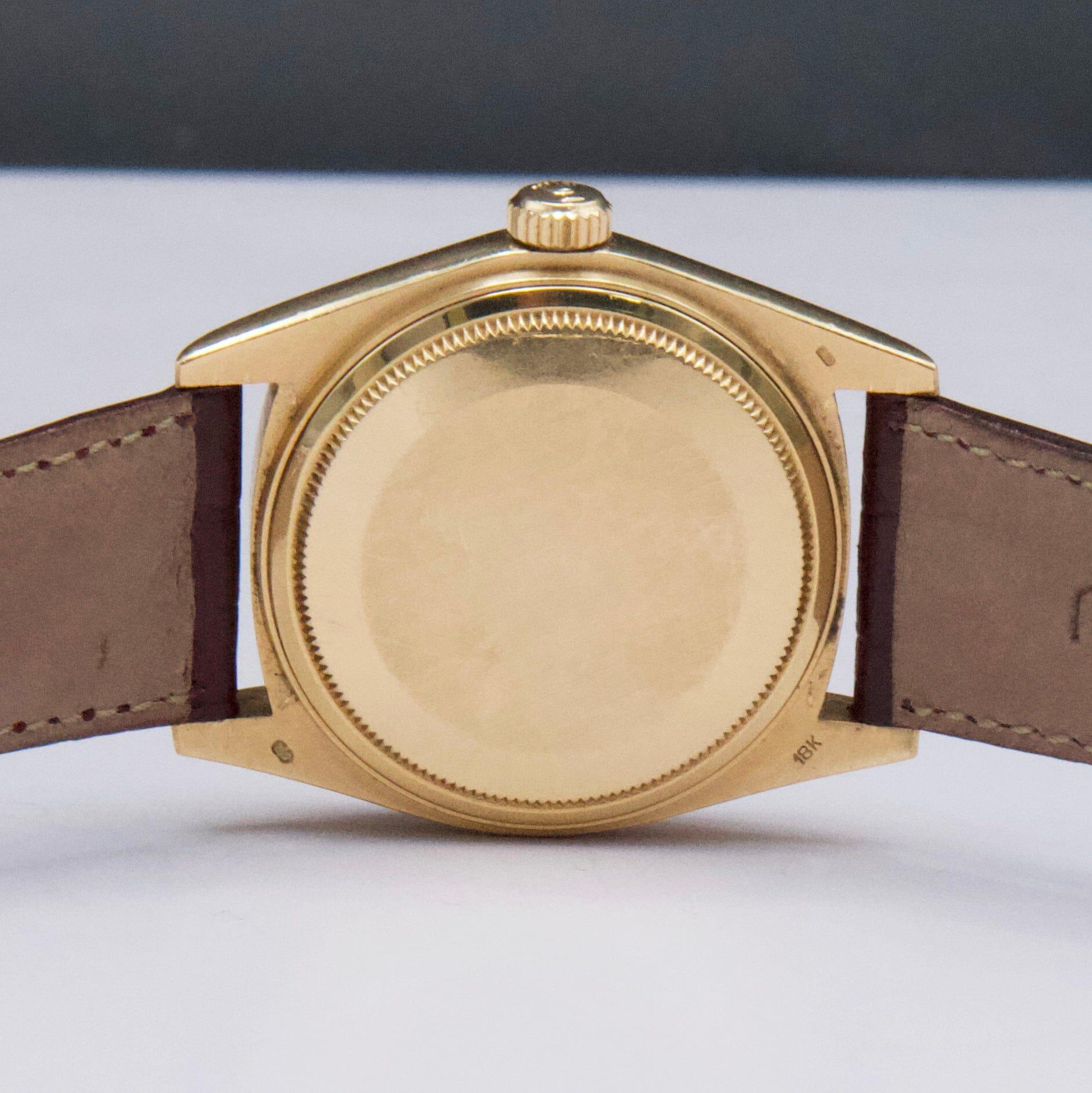 Reloj Rolex Day Date 18038 de oro amarillo de 18 quilates con esfera de champán para caballero en venta 1