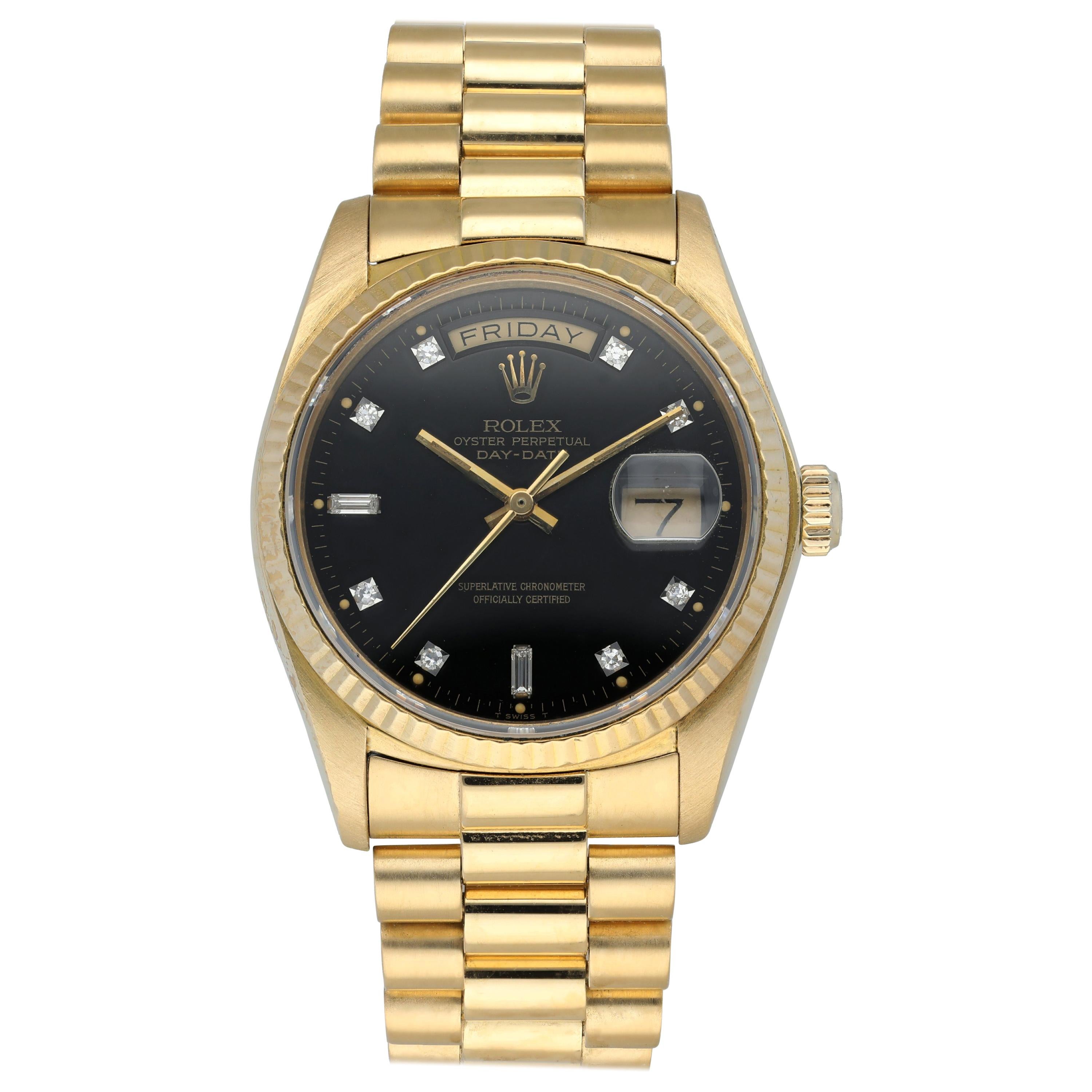 Rolex Day-Date 18038 Diamond Dial Men's Watch For Sale