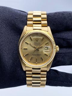 Rolex Day Date 18038 President 18K Yellow Gold Mens Watch Box Papers