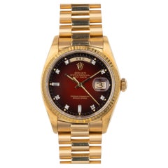 Rolex Day Date 18038 Red Vignette Diamond Dial Japan Kanji Day Wheel 18k YG 5.3m