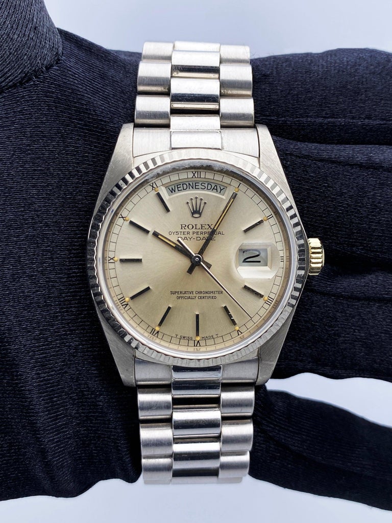 Rolex DayDate 18039 18K Weißgold Herrenuhr im Angebot bei 1stDibs