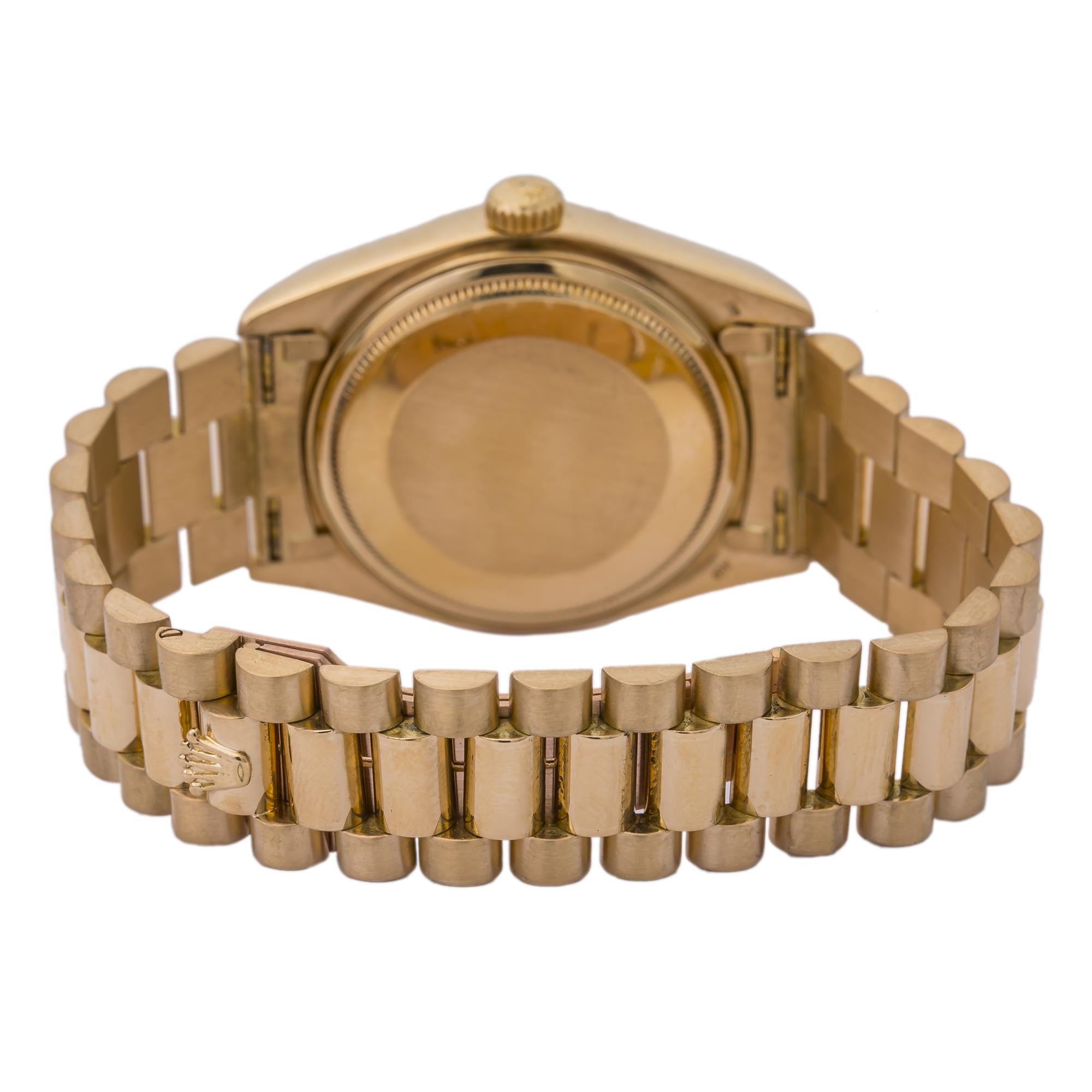 Rolex Day-Date 18078 President Tiffany Dial Spanish Date Wheel 18k In Good Condition For Sale In Miami, FL
