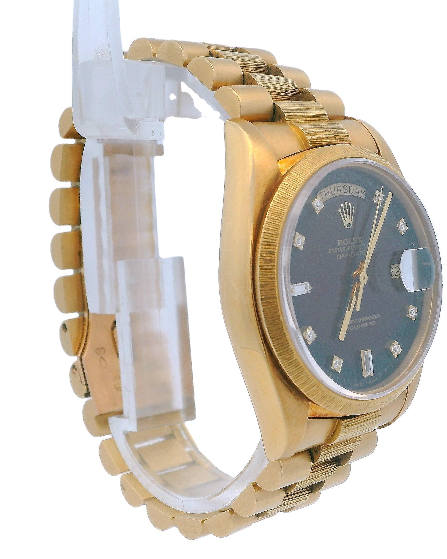 Rolex Day Date 18078 Red Degrade Diamond Dial 18K Yellow Gold Watch In Excellent Condition For Sale In Great Neck Plaza, NY