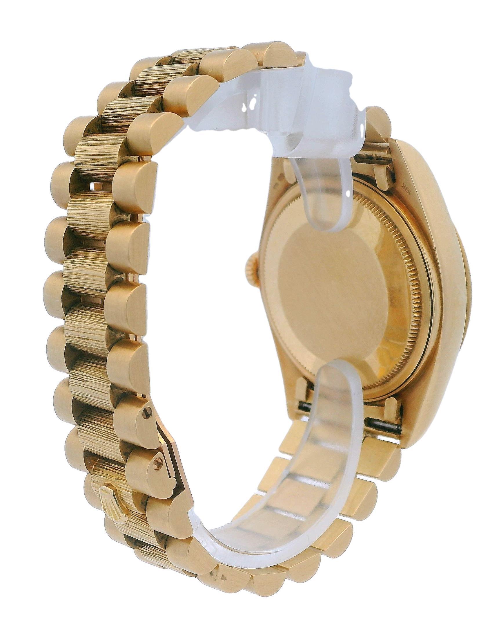 Women's or Men's Rolex Day Date 18078 Red Degrade Diamond Dial 18K Yellow Gold Watch For Sale