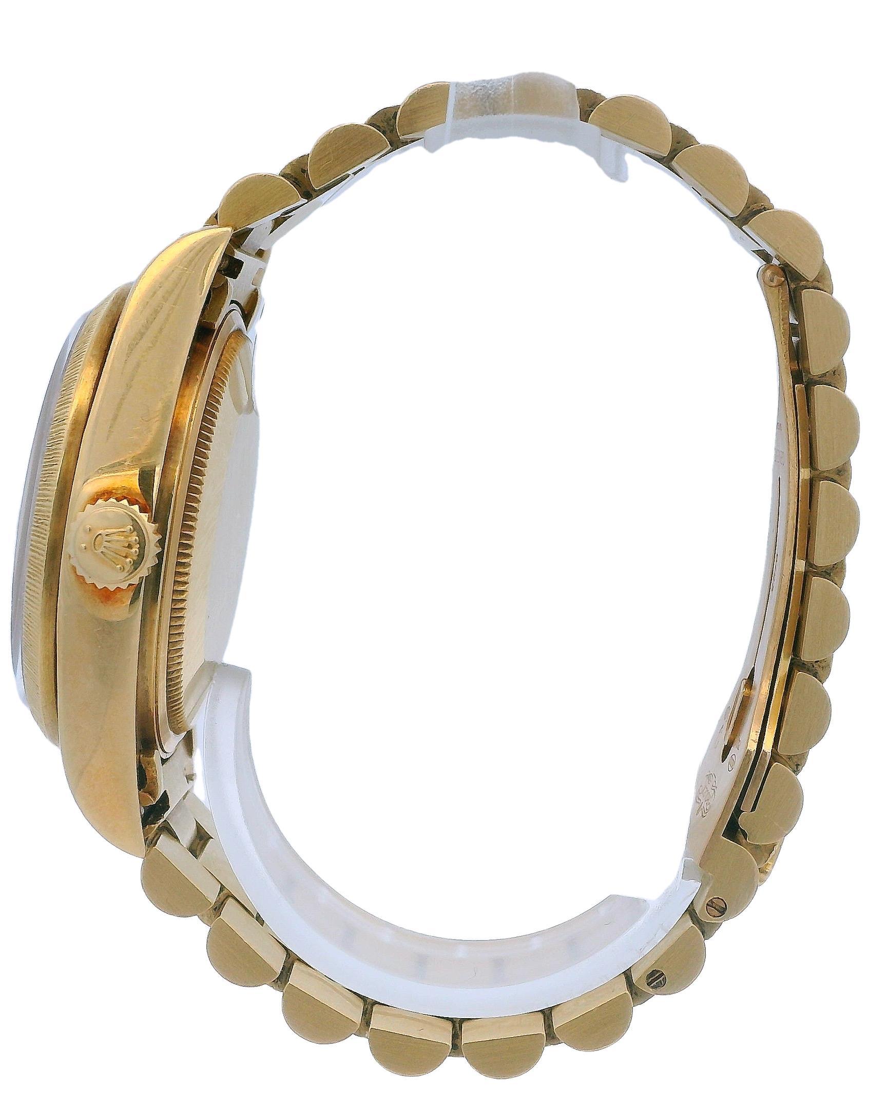 Rolex Day Date 18078 Red Degrade Diamond Dial 18K Yellow Gold Watch For Sale 2