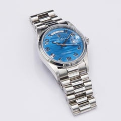Rolex Day-Date 18206 Platinum Blue Dial Mens Watch