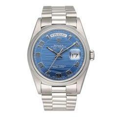 Rolex Day-Date 18206 Platinum Blue Dial Mens Watch