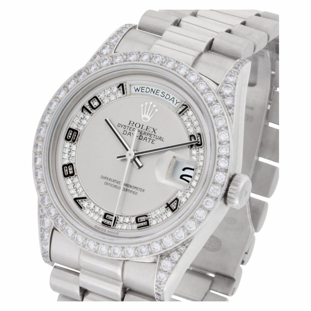 Rolex Day-Date 18206 Platinum Original Diamonds Silver Dial Auto Watch, 1993 im Angebot 1