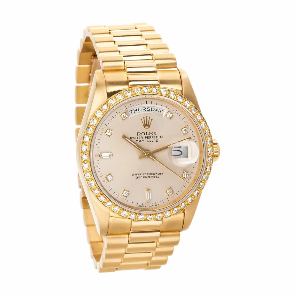 Contemporary Rolex Day-Date 18238 18 Karat Champagne Dial Automatic Watch Certified Authentic