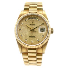 Rolex Day-Date 18238 18K Yellow Gold  Anniversary Diamond Dial Watch