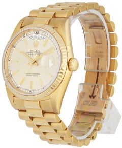 Rolex Day Date 18238 18K Yellow Gold Men's Watch Box & Papers