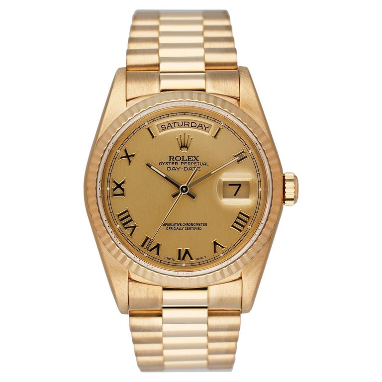 Rolex Day Date 18238 18K Yellow Gold Mens Watch Box Papers For Sale