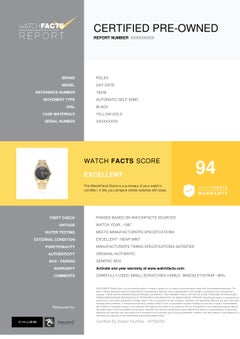 Rolex Day-Date 18238, Certified and Warranty
