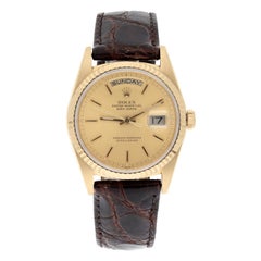 Reloj Rolex Day-Date 18238 36mm Oro Amarillo 18K Bisel Estriado Esfera Champán