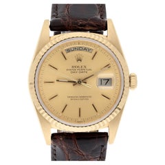 Retro Rolex Day-Date 18238 36mm 18K Yellow Gold Watch Fluted Bezel Champagne Dial