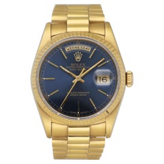 Rolex Day Date 18238 Blue Dial 18K Yellow Gold Mens Watch