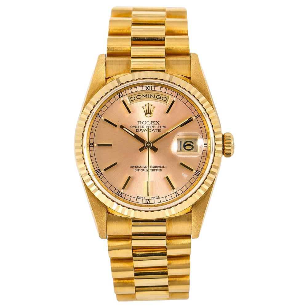 Rolex Day-Date 18238, Pink Dial, Certified nd Warranty For Sale