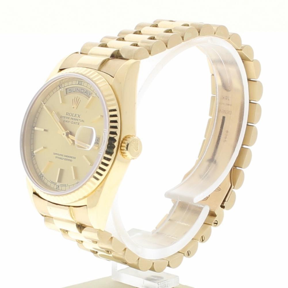 Contemporary Rolex Day-Date 18238 with Band, Yellow-Gold Bezel and Champagne Dial For Sale