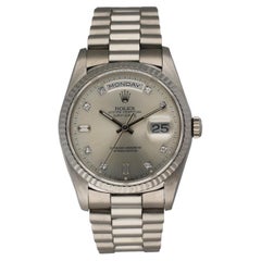 Rolex Montre pour homme Day-Date 18239 avec cadran en or blanc 18 carats et diamants