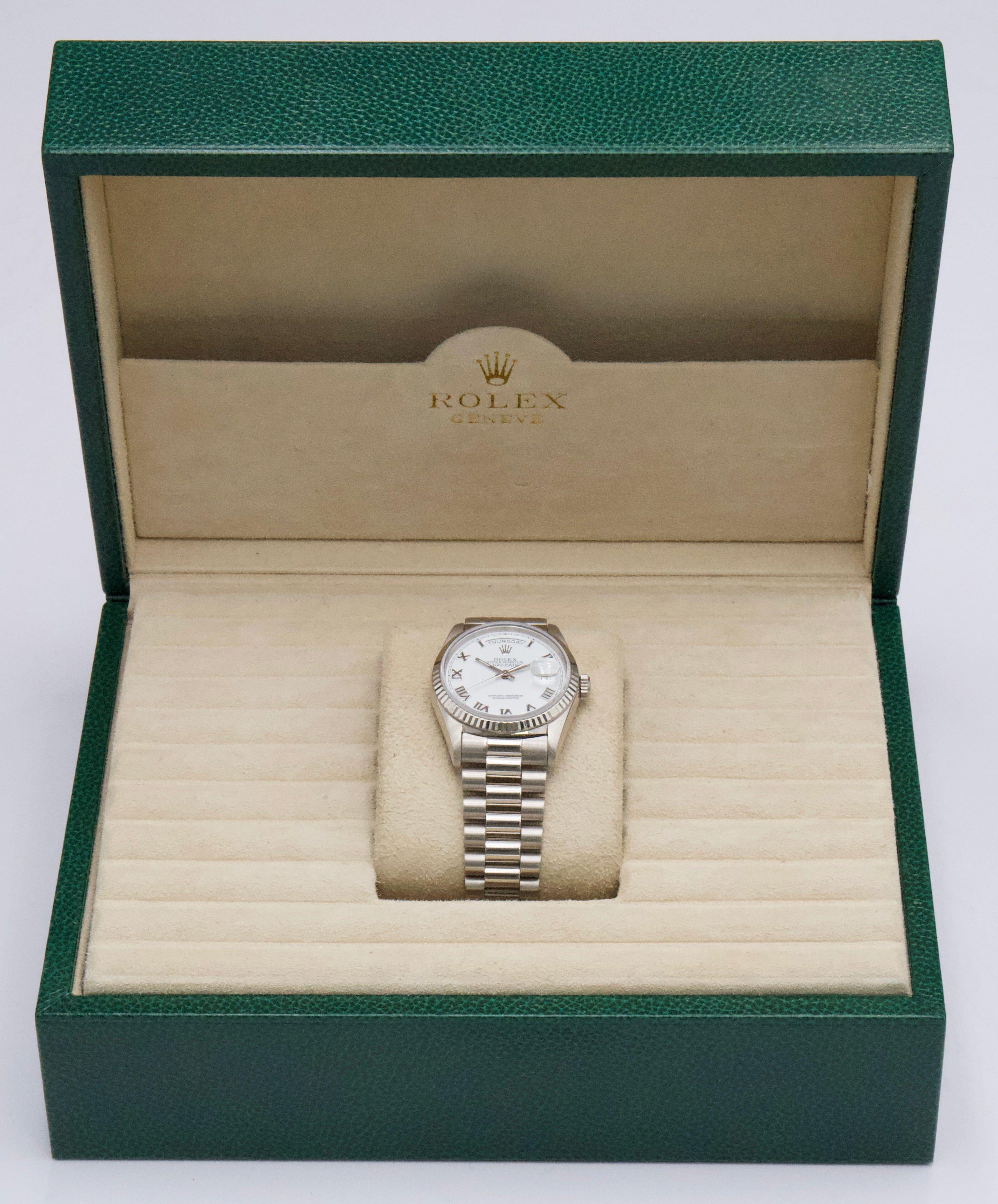 Rolex Day Date 18239 Weißes römisches Zifferblatt Herrenuhr mit Box im Angebot 5