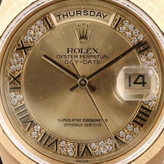 Rolex Day-Date 18248 18K Gold Presidential Bark, Diamond Dial Watch c.1991