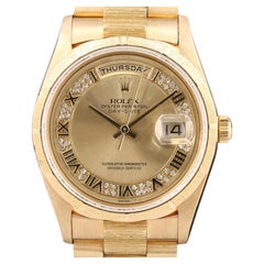 Rolex Day-Date 18248 18K Gold Presidential Bark, Diamond Dial Watch c.1991