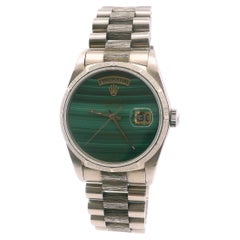 Rolex Day Date 18249 Green Malachite Dial Bark Finish Watch