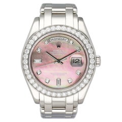 Rolex Day Date 18946 Diamond MOP Dial Platinum Watch