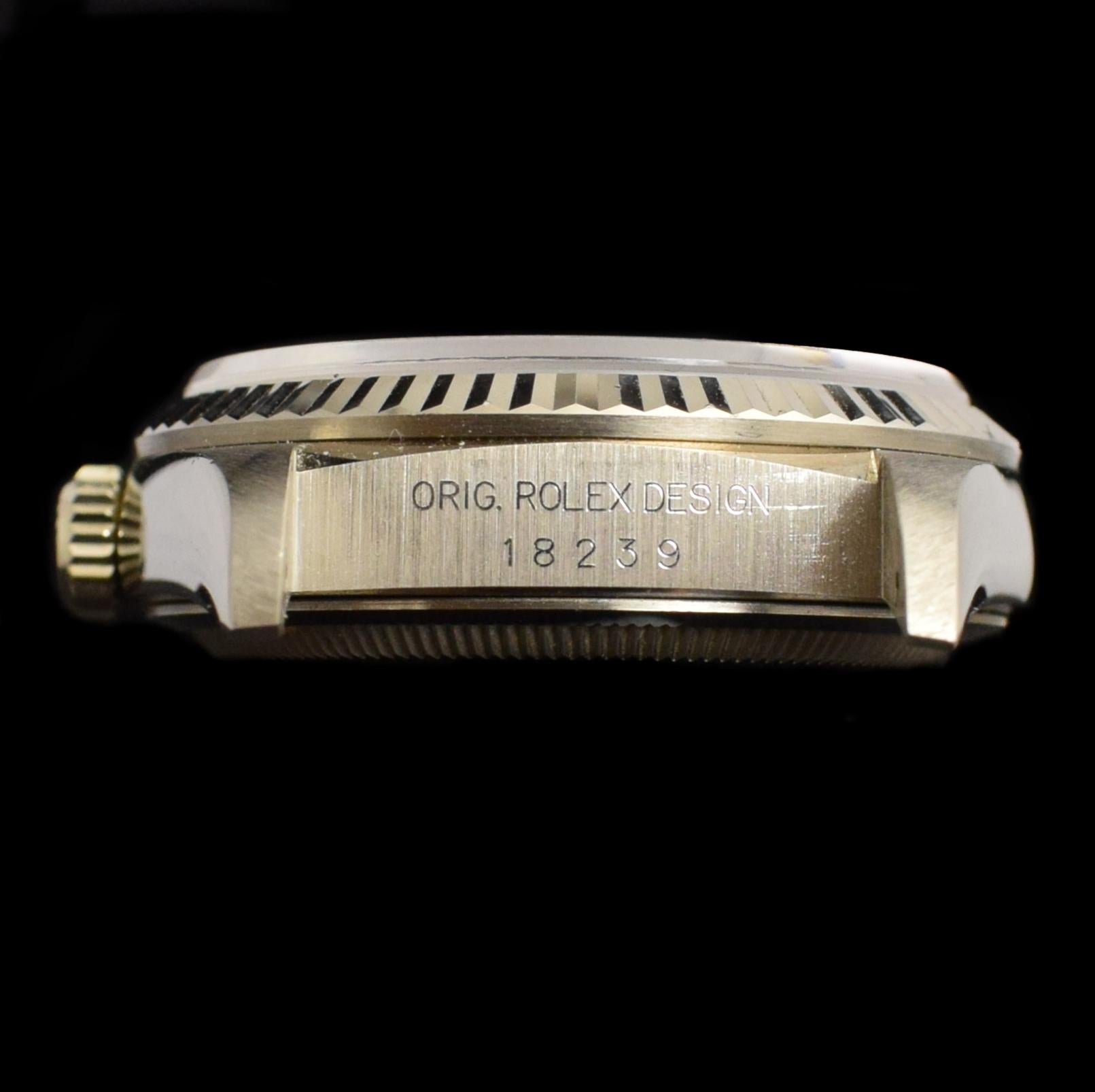 Women's or Men's Rolex Day-Date 18K White Gold Lapis Diamond Dial 18239 Watch Box & Paper, 1996