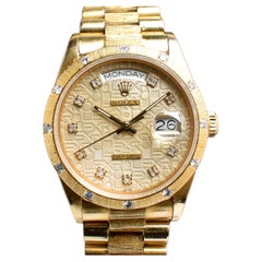 Rolex Day-Date 18K Yellow Gold Bark Jubilee Anniversary 18108 Watch & Paper 1986