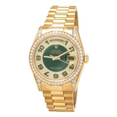 Used Rolex Day-Date 18k Yellow Gold Diamond Dial & Bezel Automatic Men's Watch 118388