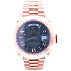 Rolex Day Date 228235 President Everose Gold Green Roman Dial Watch