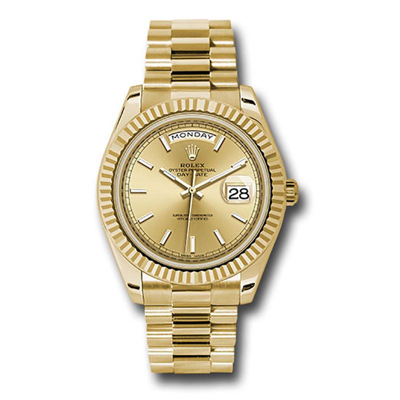 Rolex Day-Date 228238 18 Karat Gelbgold Champagner Zifferblatt Automatik Herrenuhr im Zustand „Neu“ in New York, NY