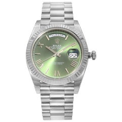 Used Rolex Day-Date 228239 ssmip White Gold Green Sticks Dial Automatic Men's Watch