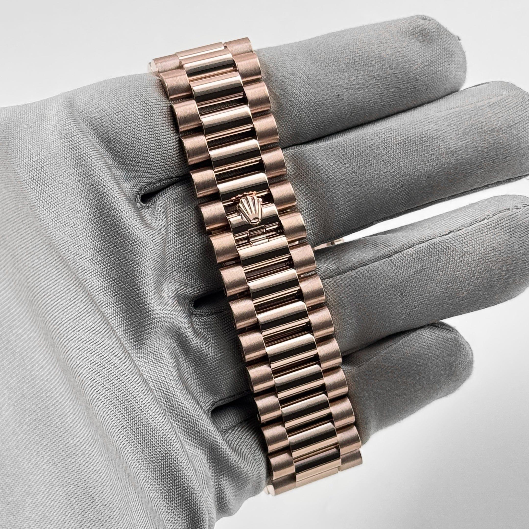 Women's or Men's Rolex Day-Date 228345RBR Rose Gold Eisenkiesel Dial Diamond Bezel (2023) For Sale