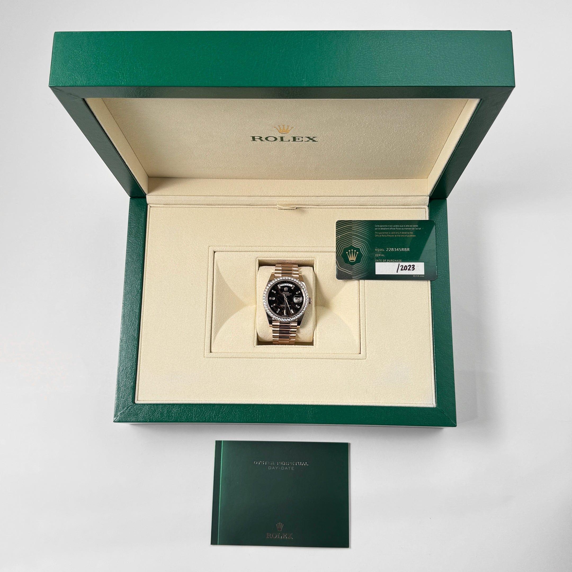 Rolex Day-Date 228345RBR Rose Gold Eisenkiesel Dial Diamond Bezel (2023) For Sale 1