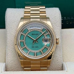 Rolex Day-Date 36 118238 18k Yellow Gold Carousel Green Jade Diamond Dial Watch