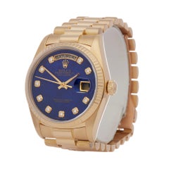 Rolex Day-Date 36 18038 Men's Yellow Gold Lapis Lazuli Diamond Watch
