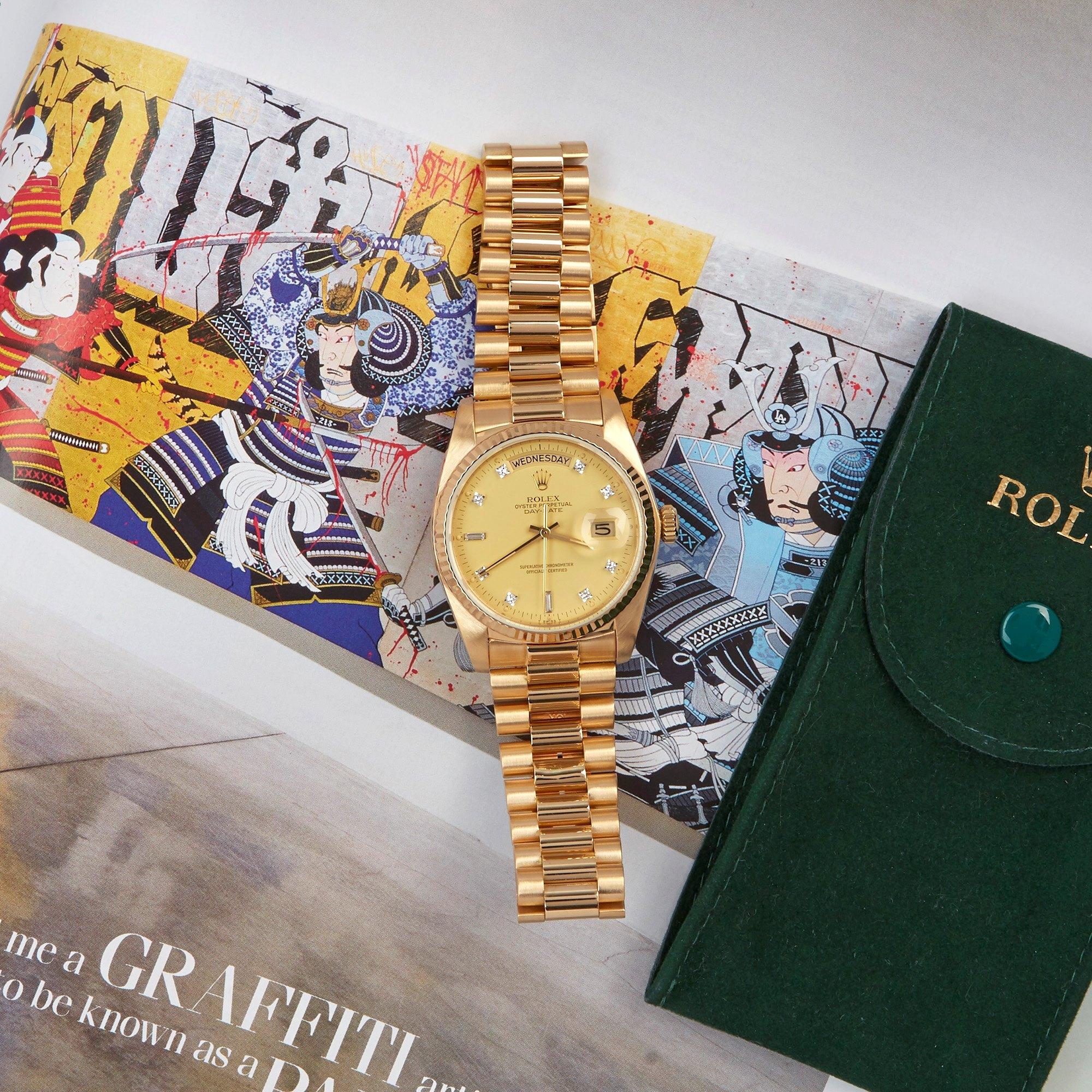 Rolex Day-Date 36 18038 Unisex Yellow Gold Diamond Watch 5