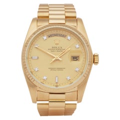 Used Rolex Day-Date 36 18038 Unisex Yellow Gold Diamond Watch